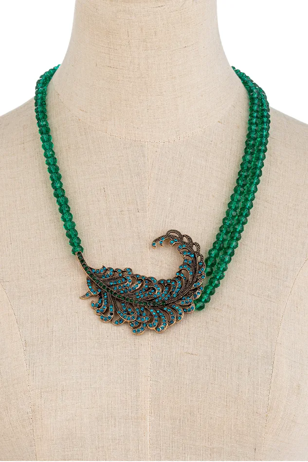 Eye Candy LA Giorgia Feather Beaded Necklace Necklaces