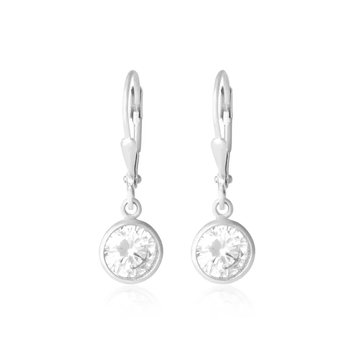 EZ3005 Bezel Set Round French Wire Earrings Teeda Earrings