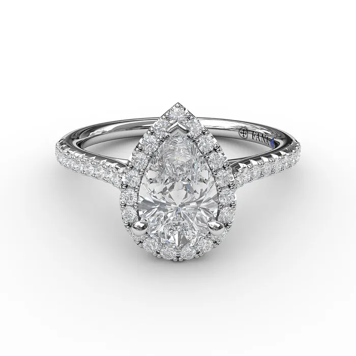 FANA Fana 14K White Gold 31ctw Pear Halo Style Diamond SemiMount Engagement Ring Rings