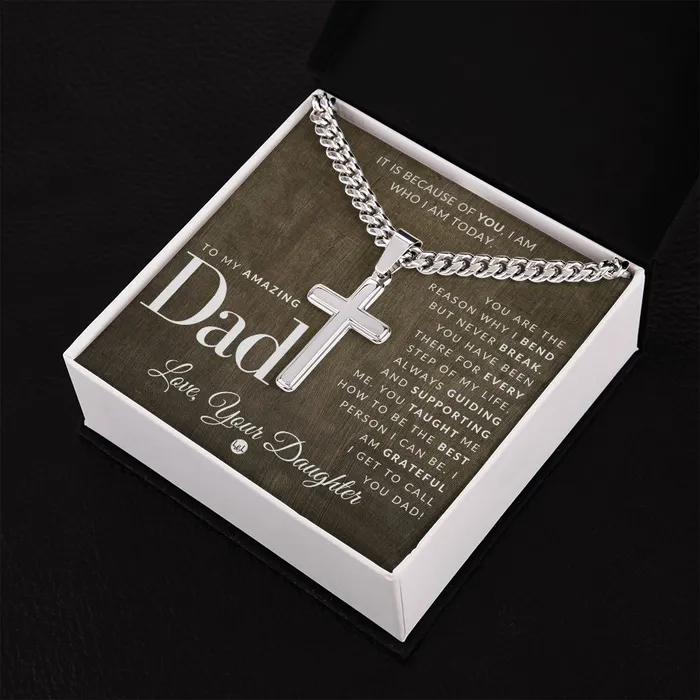 Father Gift From Daughter Mens Chain with Engravable Cross Necklace Christian Jewelry For Dad For Fathers Day Christmas or His Birthday ShineOn Fulfillment Necklaces