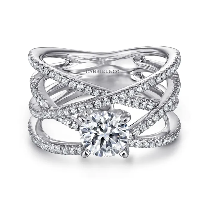 Gabriel 14K White Gold 55ctw 4 Prong Style Diamond SemiMount Engagement Ring GABRIEL CO Rings