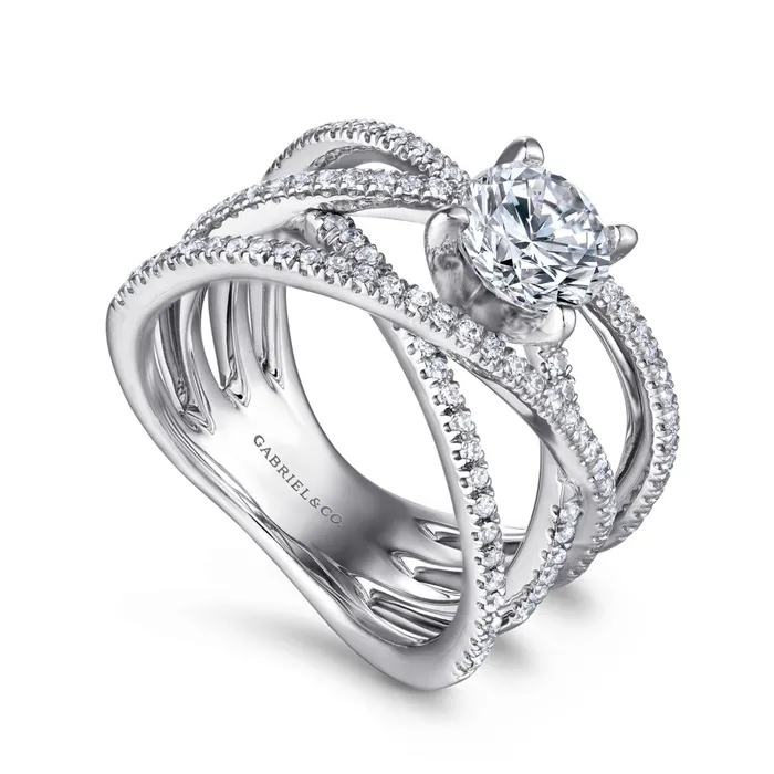 Gabriel 14K White Gold 55ctw 4 Prong Style Diamond SemiMount Engagement Ring GABRIEL CO Rings Gabriel 14K White Gold 55ctw 4 Prong Style Diamond SemiMount Engagement Ring GABRIEL CO Rings