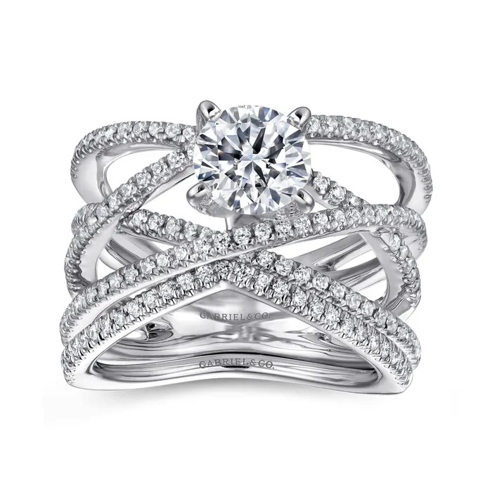 Gabriel 14K White Gold 55ctw 4 Prong Style Diamond SemiMount Engagement Ring GABRIEL CO Rings Gabriel 14K White Gold 55ctw 4 Prong Style Diamond SemiMount Engagement Ring GABRIEL CO Rings