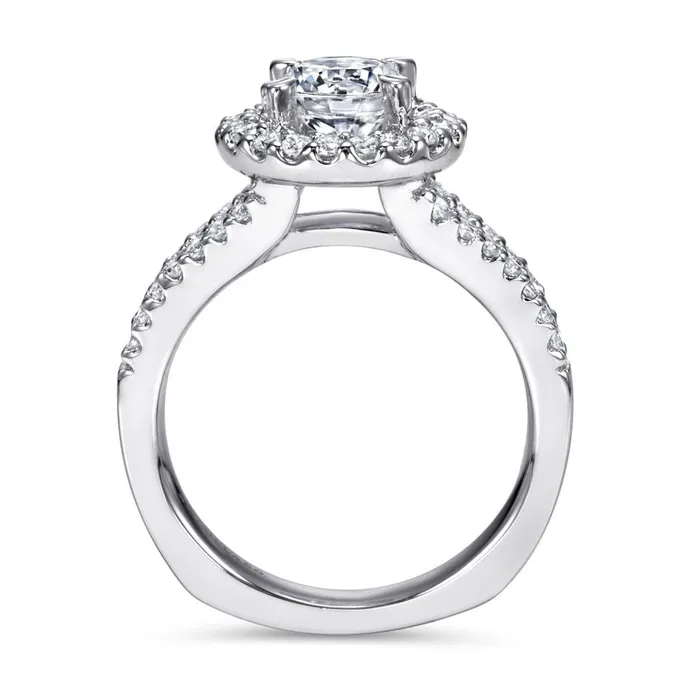 Gabriel 14K White Gold 58ctw Round Halo Style Diamond SemiMount Engagement Ring GABRIEL CO Rings Gabriel 14K White Gold 58ctw Round Halo Style Diamond SemiMount Engagement Ring GABRIEL CO Rings