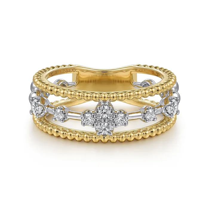 Gabriel 14K White Yellow Gold 024ctw Stackable Diamond Fashion Ring GABRIEL CO Rings