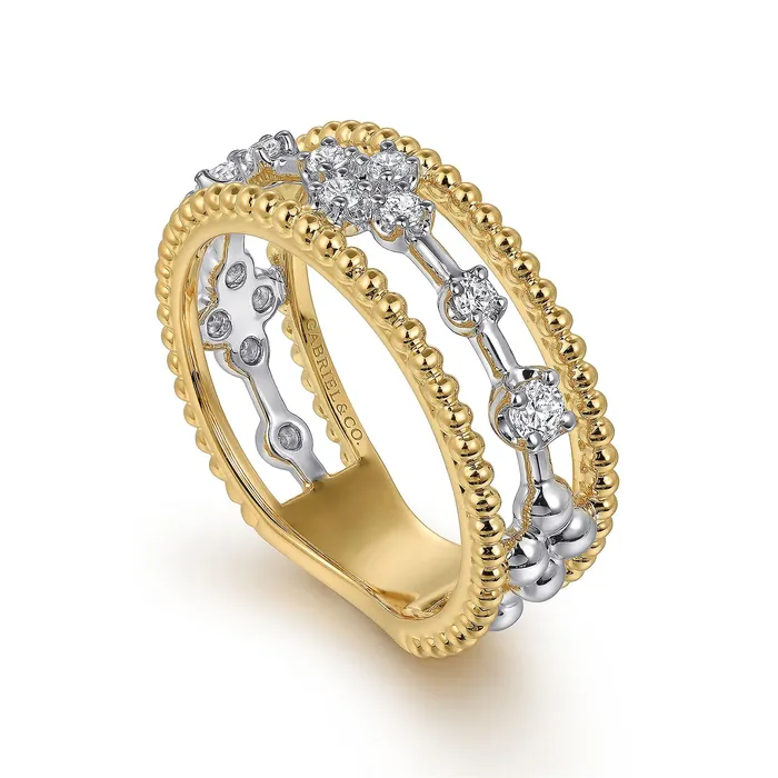 Gabriel 14K White Yellow Gold 024ctw Stackable Diamond Fashion Ring GABRIEL CO Rings