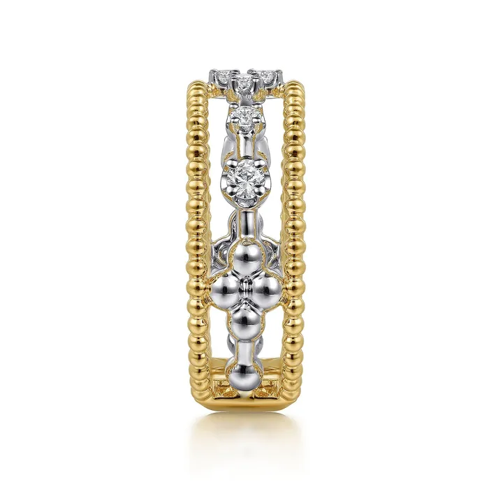 Gabriel 14K White Yellow Gold 024ctw Stackable Diamond Fashion Ring GABRIEL CO Rings