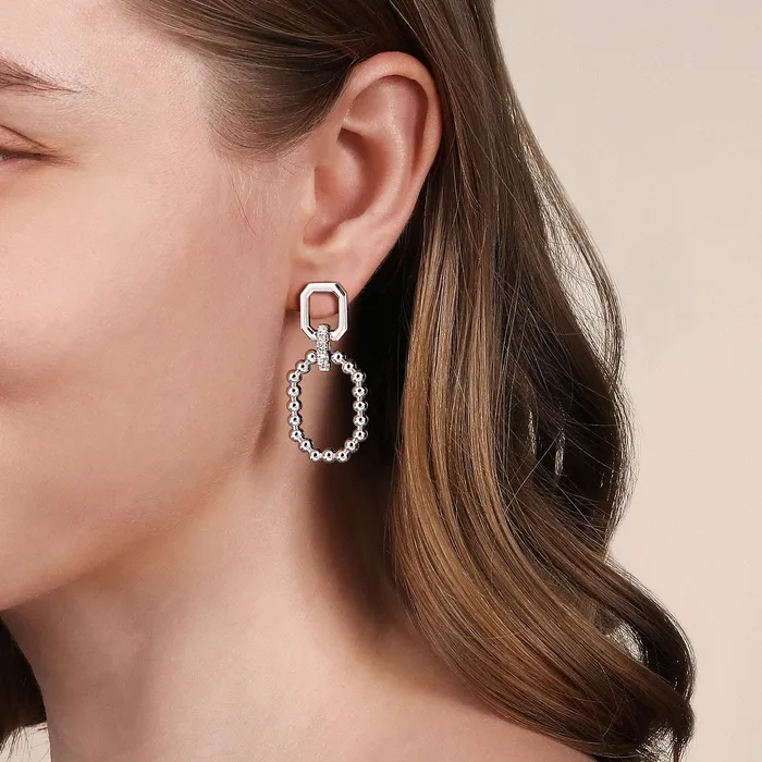 GABRIEL CO Earrings Gabriel Sterling Silver 27ctw Drop Style Round Sapphires Earrings GABRIEL CO Earrings Gabriel Sterling Silver 27ctw Drop Style Round Sapphires Earrings