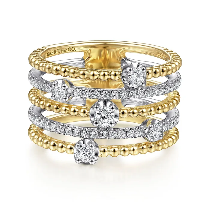 GABRIEL CO Gabriel 14K White Yellow Gold 058ctw Bujukan Diamond Fashion Ring Rings GABRIEL CO Gabriel 14K White Yellow Gold 058ctw Bujukan Diamond Fashion Ring Rings
