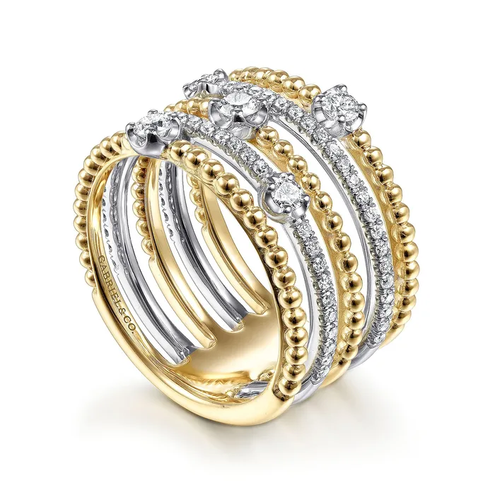 GABRIEL CO Gabriel 14K White Yellow Gold 058ctw Bujukan Diamond Fashion Ring Rings GABRIEL CO Gabriel 14K White Yellow Gold 058ctw Bujukan Diamond Fashion Ring Rings