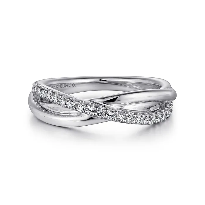GABRIEL CO Gabriel Sterling Silver 032ctw Bypass Style Sapphire Ring Rings
