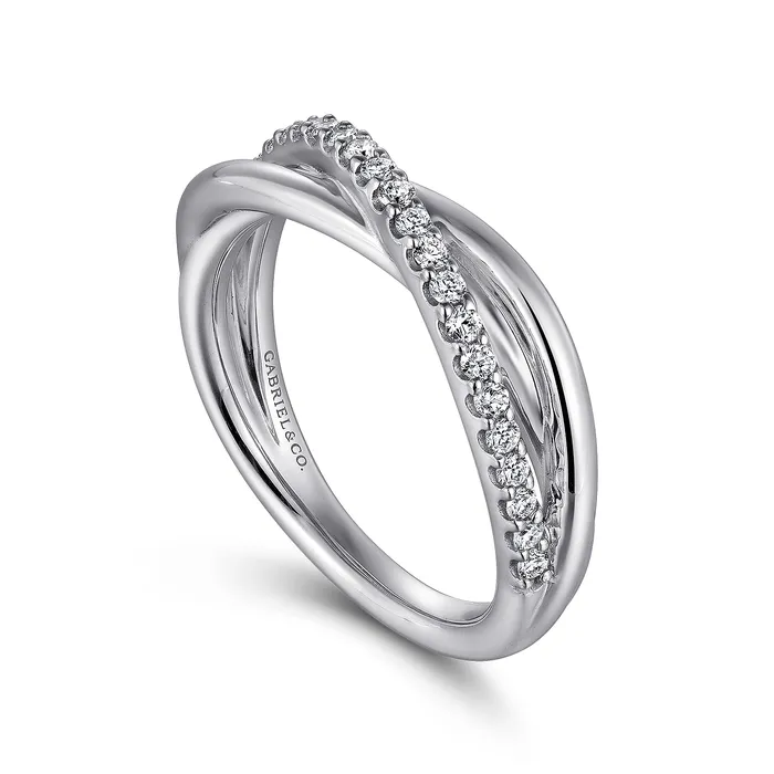 GABRIEL CO Gabriel Sterling Silver 032ctw Bypass Style Sapphire Ring Rings