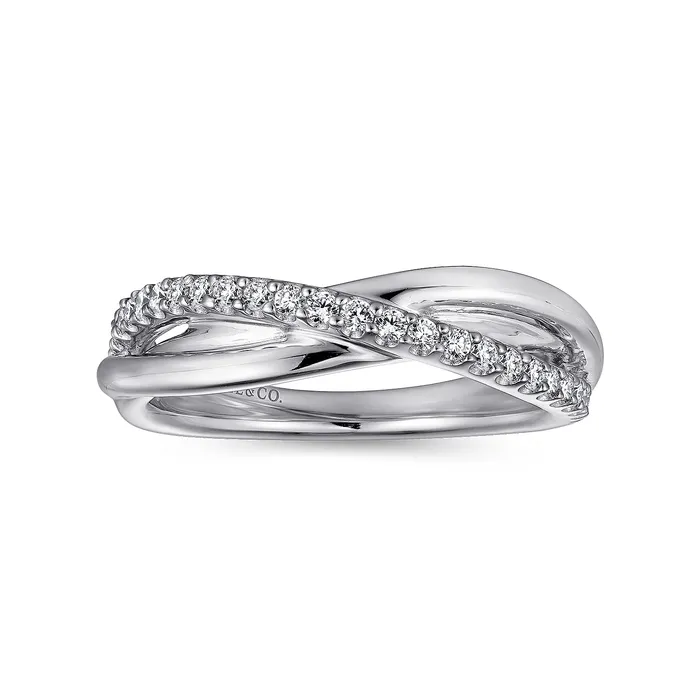 GABRIEL CO Gabriel Sterling Silver 032ctw Bypass Style Sapphire Ring Rings