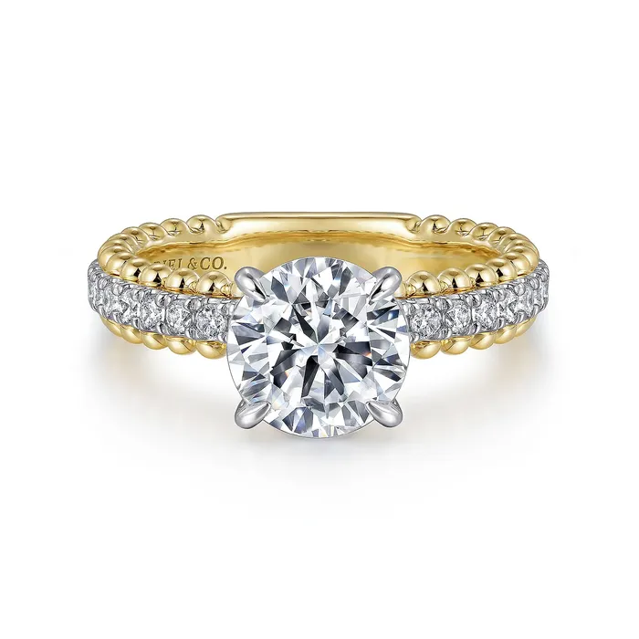 GABRIEL CO Rings Gabriel Bujukan Collection 14K White Yellow Gold 026ctw 4 Prong Style Diamond SemiMount Engagement Ring GABRIEL CO Rings Gabriel Bujukan Collection 14K White Yellow Gold 026ctw 4 Prong Style Diamond SemiMount Engagement Ring