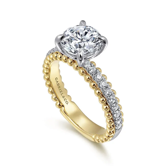GABRIEL CO Rings Gabriel Bujukan Collection 14K White Yellow Gold 026ctw 4 Prong Style Diamond SemiMount Engagement Ring