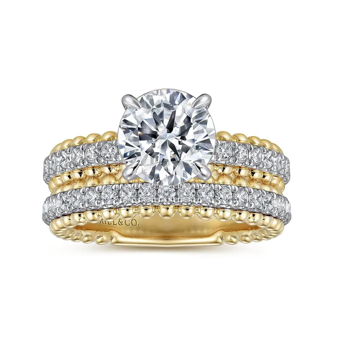 GABRIEL CO Rings Gabriel Bujukan Collection 14K White Yellow Gold 026ctw 4 Prong Style Diamond SemiMount Engagement Ring