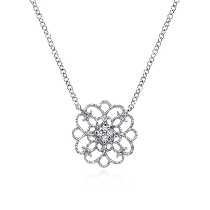 Gabriel Sterling Silver 004ctw Vintage Style Sapphire Necklace GABRIEL CO Necklaces
