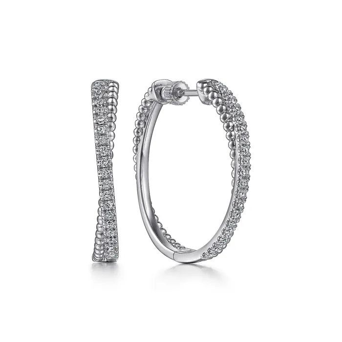 Gabriel Sterling Silver 080ctw Bypass Hoop Style Round Sapphire Earrings GABRIEL CO Earrings Gabriel Sterling Silver 080ctw Bypass Hoop Style Round Sapphire Earrings GABRIEL CO Earrings