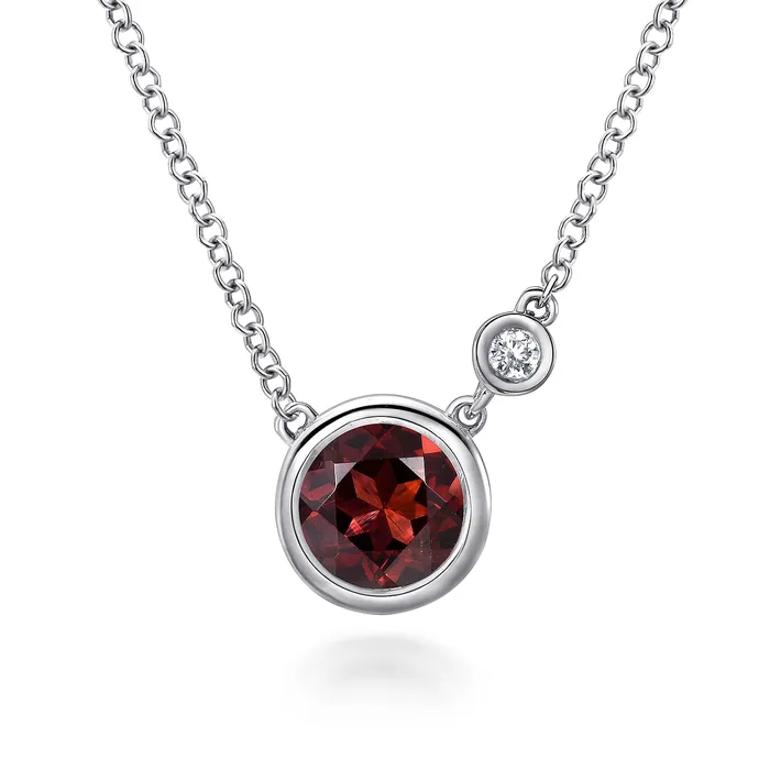 Gabriel Sterling Silver 103ctw Solitaire Style Garnet Necklace GABRIEL CO Necklaces
