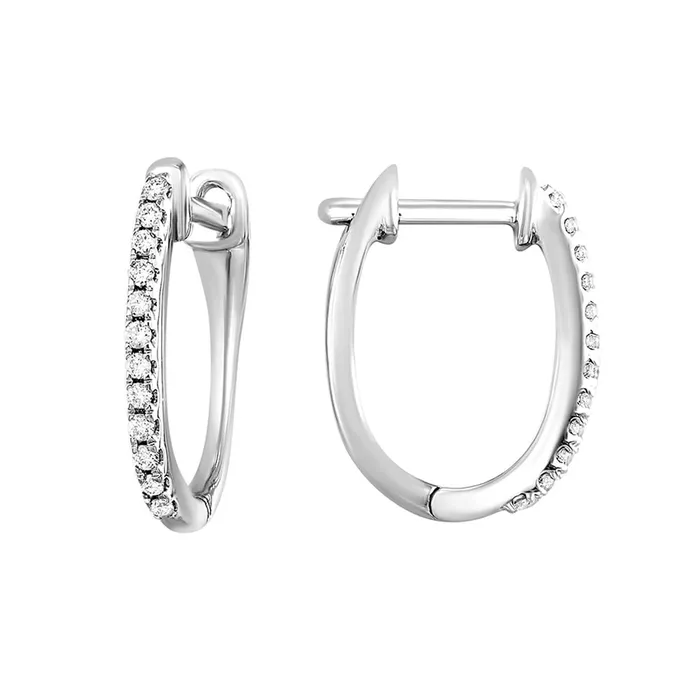 GEMS ONE CORPRATION 10K White Gold 1ctw Contemporary Oval Hoop Style Diamond Earrings Earrings GEMS ONE CORPRATION 10K White Gold 1ctw Contemporary Oval Hoop Style Diamond Earrings Earrings
