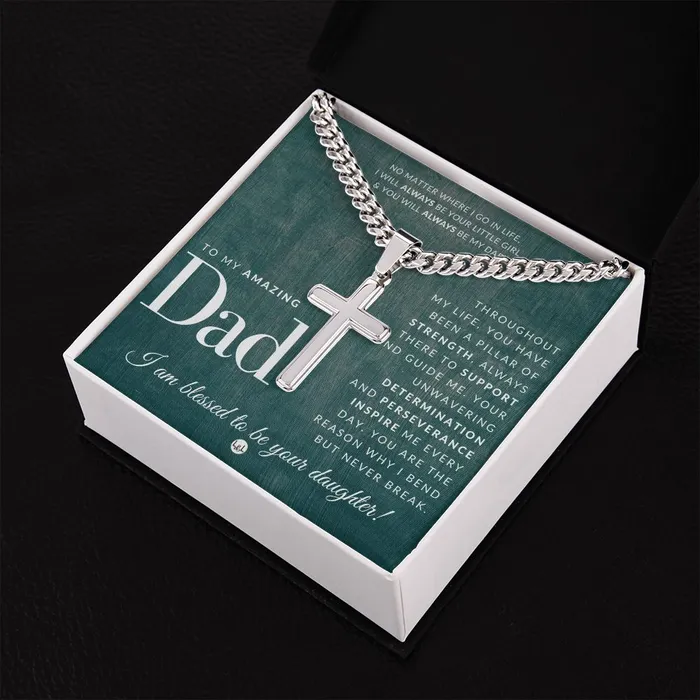 Gift For Father From Daughter Mens Chain with Engravable Cross Necklace Christian Jewelry For Dad For Fathers Day Christmas or His Birthday ShineOn Fulfillment Necklaces