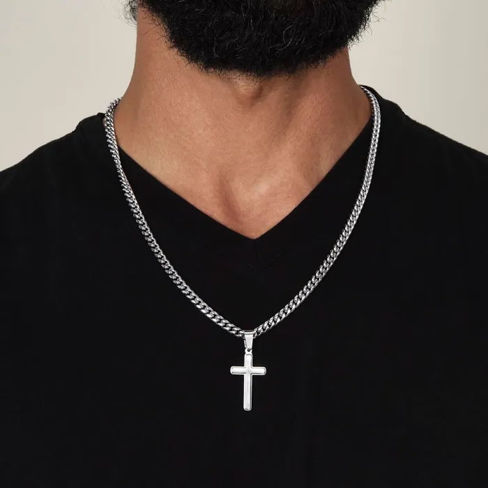 Gift For Father From Daughter Mens Chain with Engravable Cross Necklace Christian Jewelry For Dad For Fathers Day Christmas or His Birthday ShineOn Fulfillment Necklaces