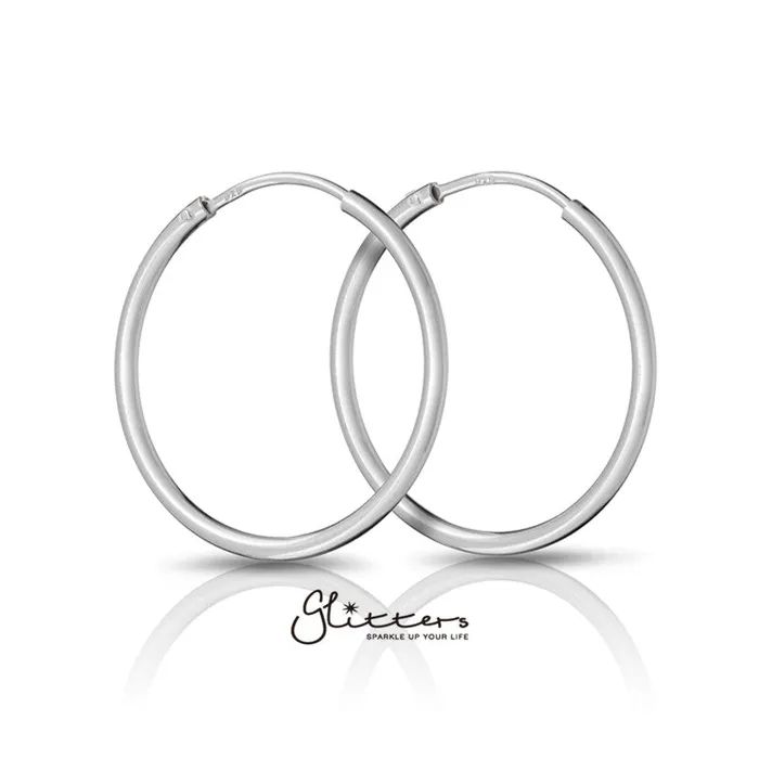 Glitters Earrings 925 Sterling Silver Sleeper Hoop Earrings10mm12mm14mm16mm