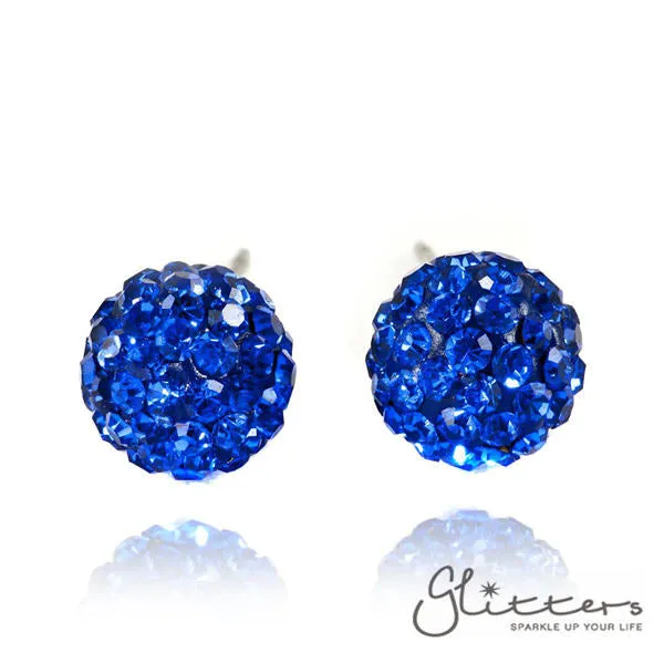 Glitters Earrings Blue Colour Crystal Ferido Disco Ball Stud Earrings