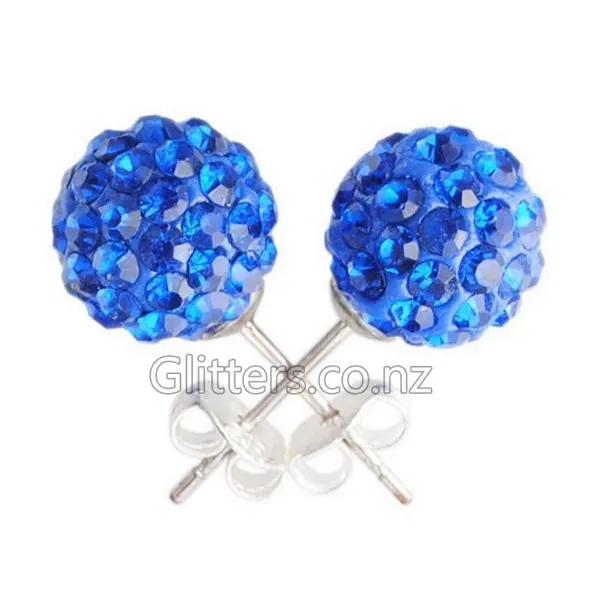Glitters Earrings Blue Colour Crystal Ferido Disco Ball Stud Earrings Glitters Earrings Blue Colour Crystal Ferido Disco Ball Stud Earrings