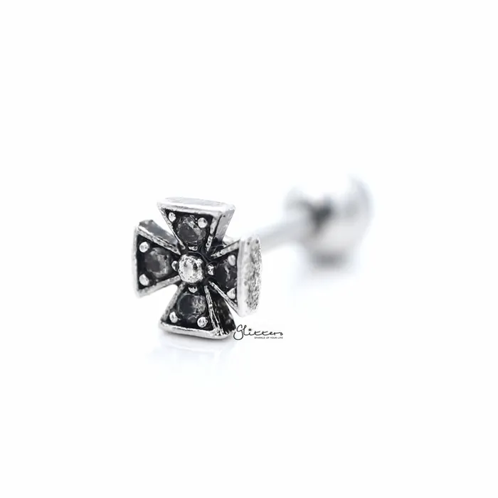 Glitters Earrings CZ Cross Pattee Tragus Cartilage Earring Stud