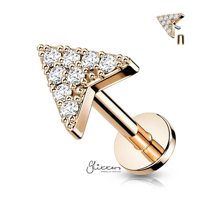 Glitters Earrings CZ Arrowhead Tragus Cartilage Barbell Stud Rose Gold