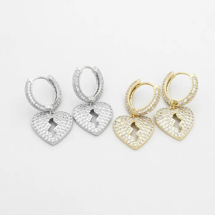 Glitters Earrings Dangle Heart OneTouch Huggie Hoop Earrings