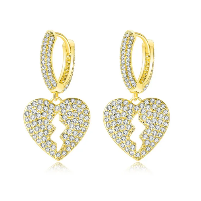 Glitters Earrings Dangle Heart OneTouch Huggie Hoop Earrings