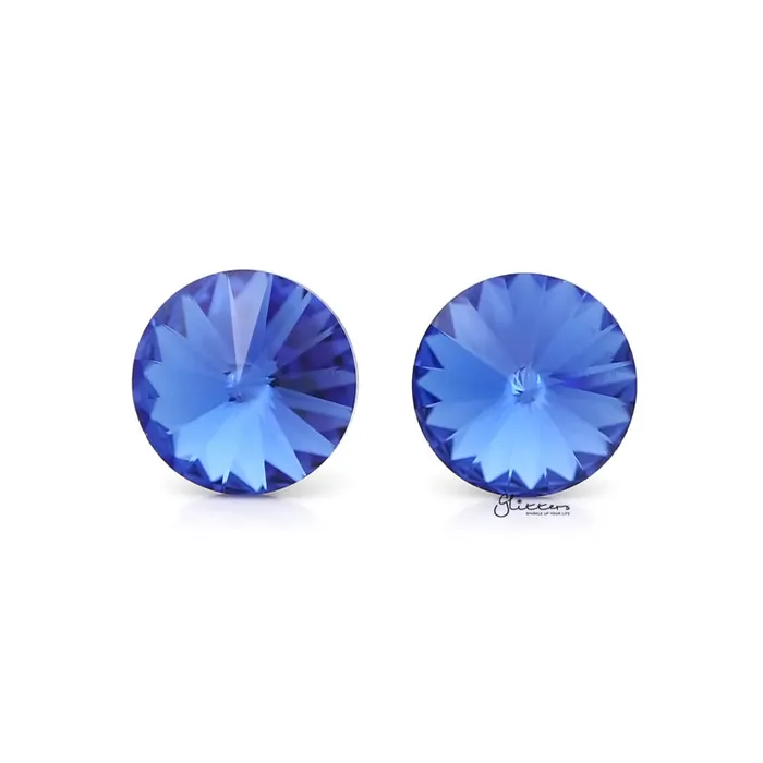 Glitters Earrings Round Crystal Stud Earrings Blue