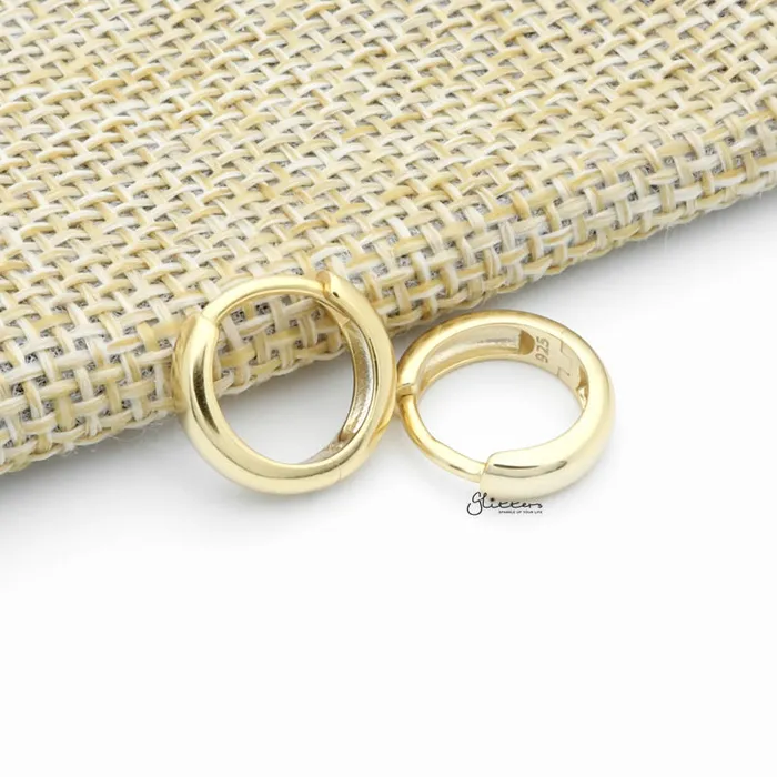 Glitters Earrings Sterling Silver 3mm OneTouch Huggie Hoop Earrings Gold