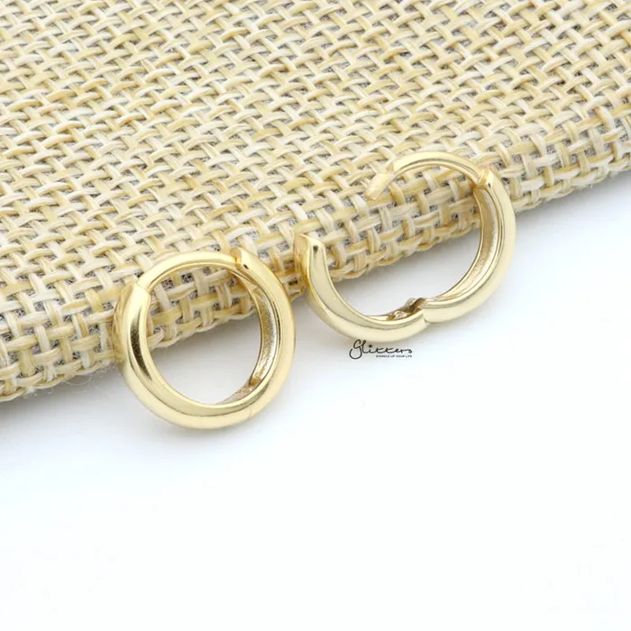 Glitters Earrings Sterling Silver 3mm OneTouch Huggie Hoop Earrings Gold