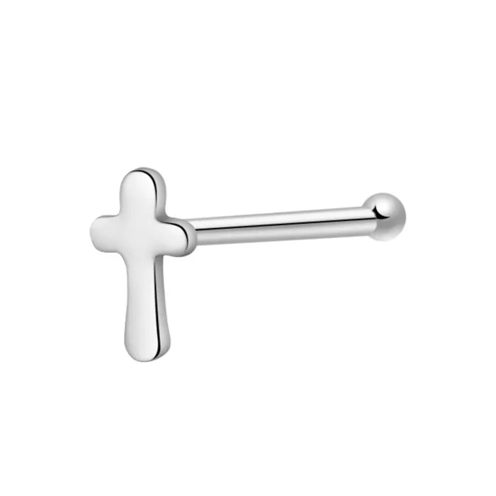 Glitters Earrings Sterling Silver Cross Nose Pin Stud