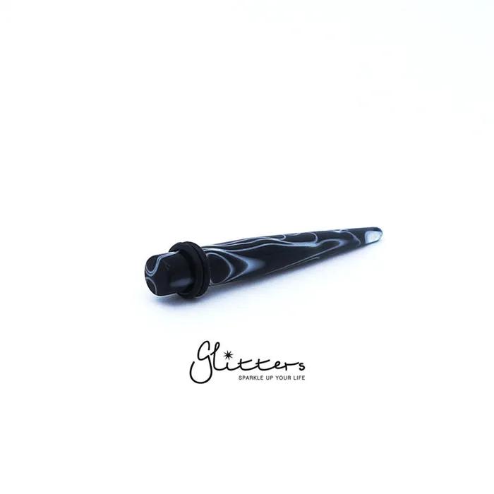 Glitters Earrings UV Acrylic Straight Marble Ear StretchersBlack