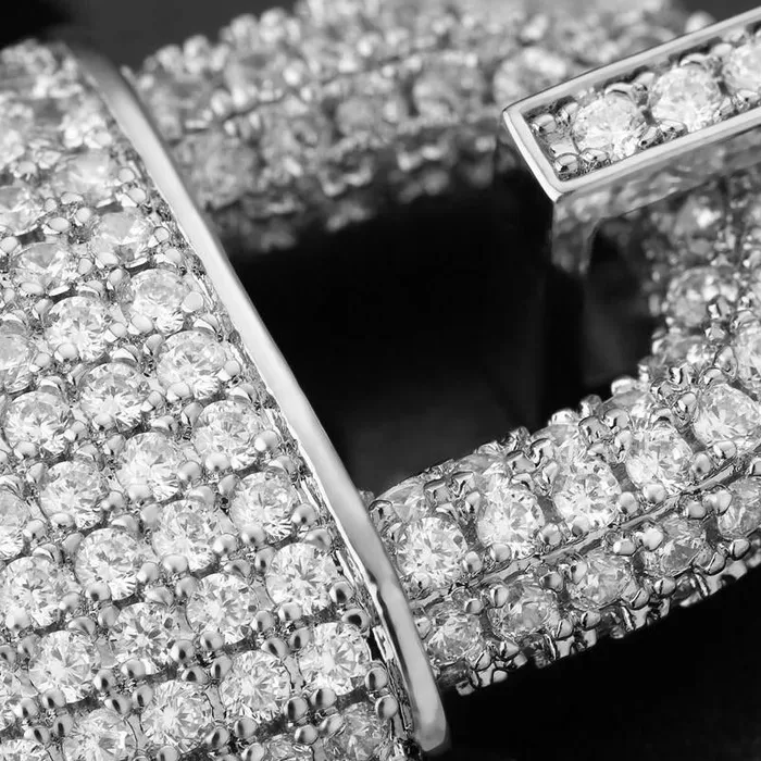Glitters Necklaces Iced Out Lock Pendant Silver