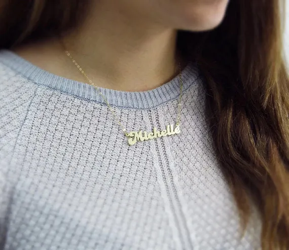 Glitters Necklaces Personalised 24K Gold Plated Sterling Silver Name NecklaceScript 3
