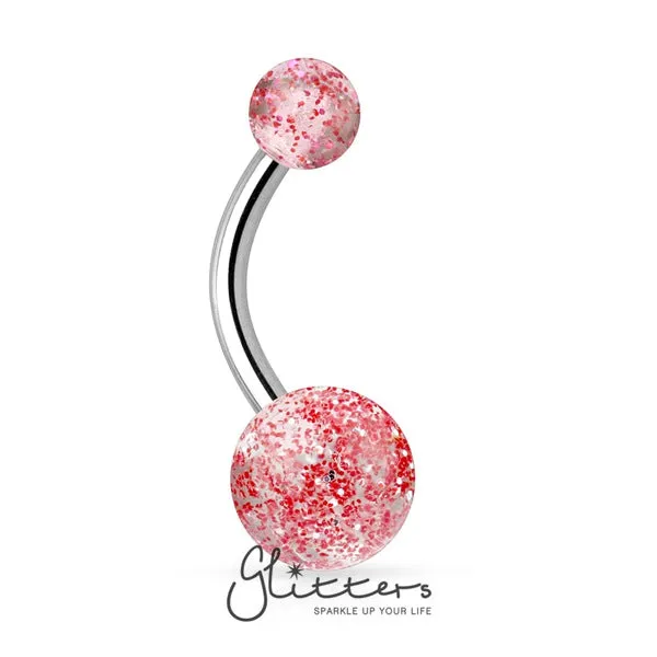 Glitters Red Acrylic Color Ultra Glitter Ball Belly Button Ring Rings