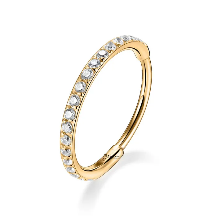 Glitters Rings CZ Paved Hinged Segment Nose Hoop Ring