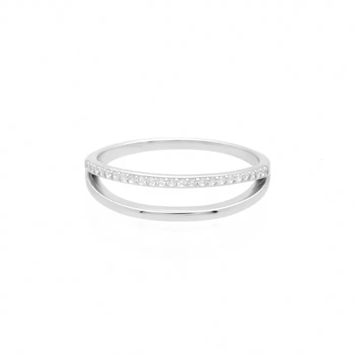 Glitters Rings Double Line Sterling Silver Ring