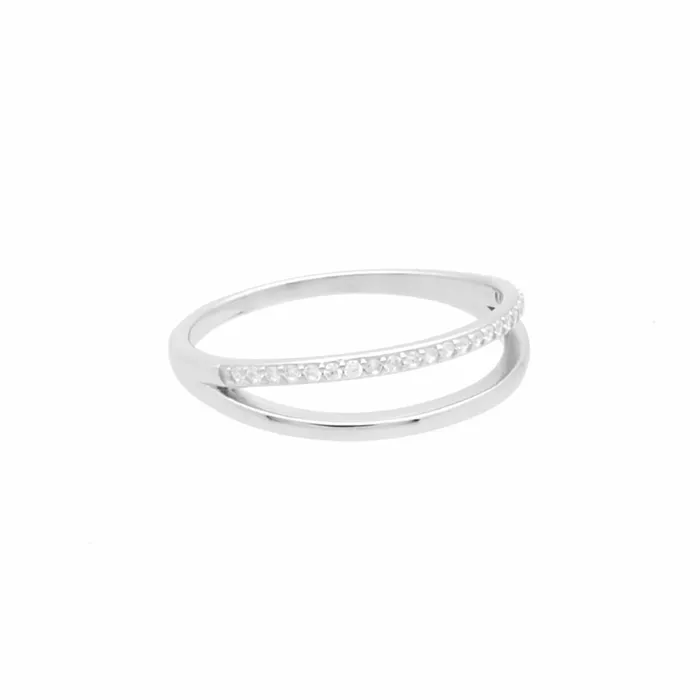 Glitters Rings Double Line Sterling Silver Ring