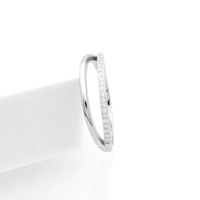 Glitters Rings Double Line Sterling Silver Ring