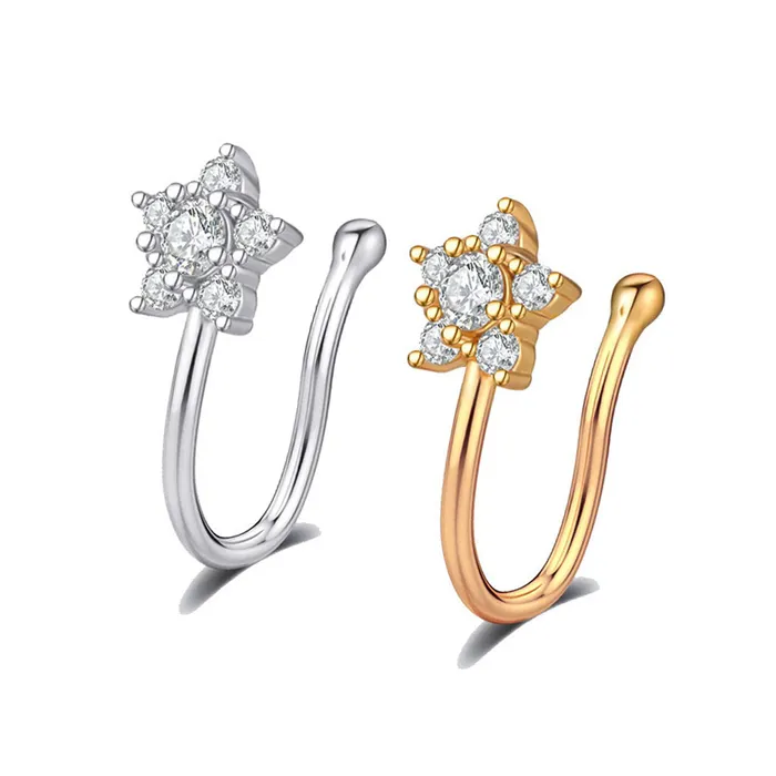 Glitters Rings Star Non Piercing Nose Ring