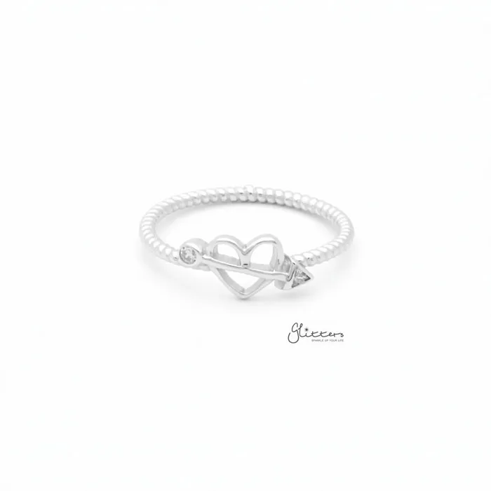 Glitters Rings Sterling Silver Bow and Heart Ring