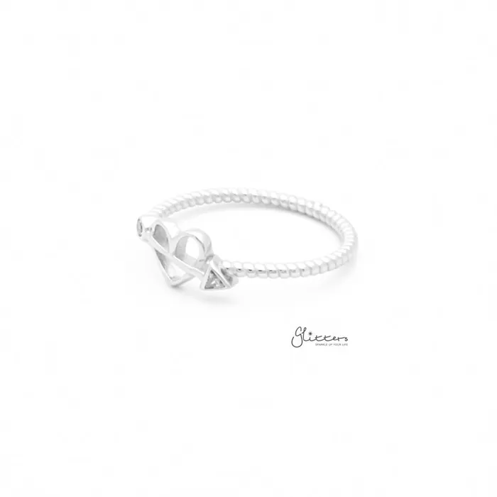 Glitters Rings Sterling Silver Bow and Heart Ring