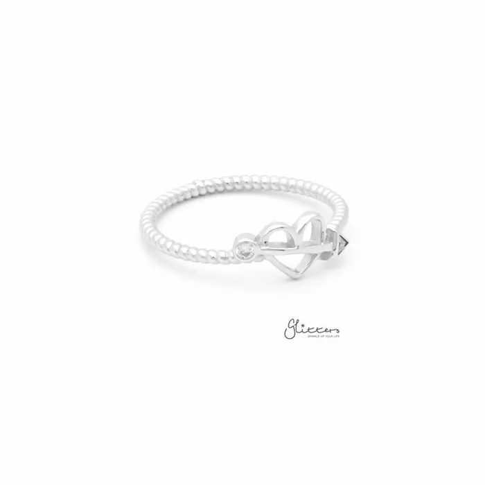 Glitters Rings Sterling Silver Bow and Heart Ring