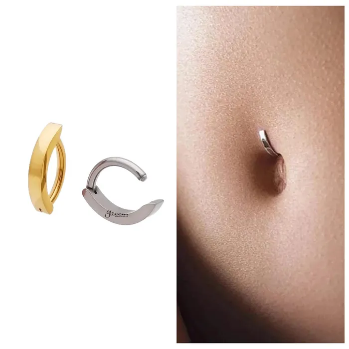 Glitters Rings Titanium Hinged Belly Button Navel Ring Gold